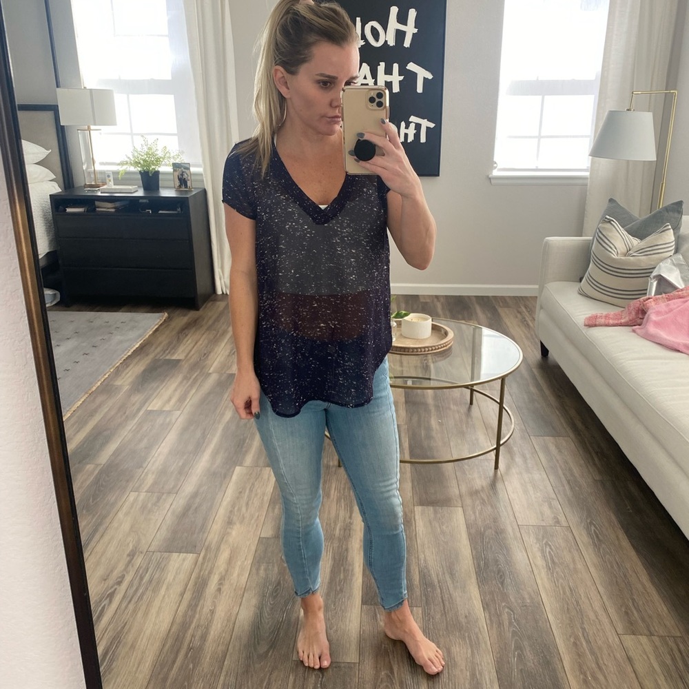 Sheer Navy Speckled Shirt, From Nordstrom, Medium